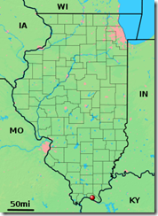 Illinois Map showing location of Metropolis