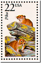 US postage stamp showing small rodent called a pika