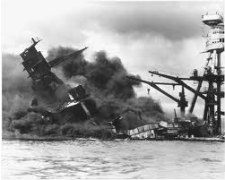 USS Arizona buring in Pearl Harbor, Hawaii