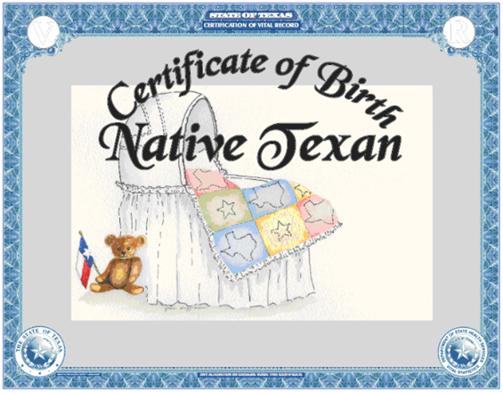 Texas Heritage birth certificate