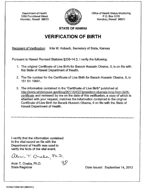 Verification of Birth for Kansas