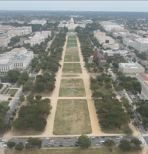 Elevated view of National Mall from the Washington Monument