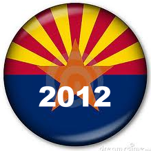 Campaign button, Arizona Flag and "2012"