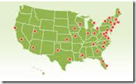 US map with dots on it