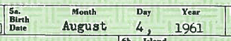 Detail from Barack Obama's birth certificate showing August 4, 1961