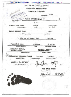 Fake birth certificate
