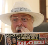 Dr. Conspiracy photo reading Globe Magazine