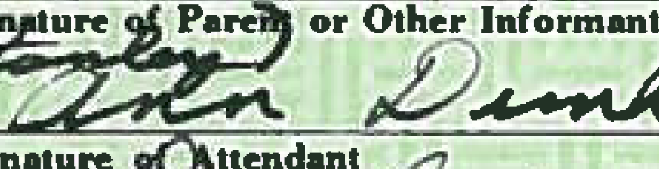Detail of Stanley Ann Dunham signature on Obama's birth certifcate
