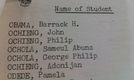 Barack Obama's father tops a list made by British colonial officials of Kenyans studying in the US