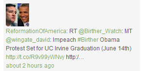 Reformation of America RT @Birther)Watch: MT @wingate_david: Impeach #birther Obama Protest set for UC Irvine Graduation(June 14th)