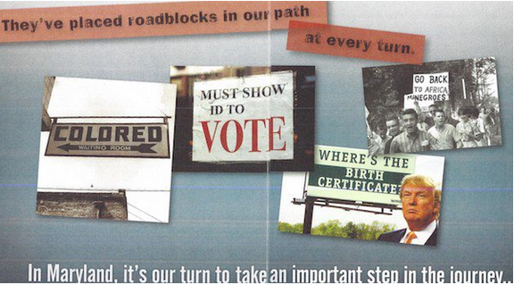 Collage including image of Donald Trump and "Where's the Birth Certificate?" billboard