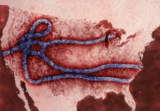 USA Map overlaid with Ebola virus image