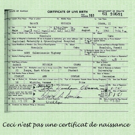 Not a birth certificate